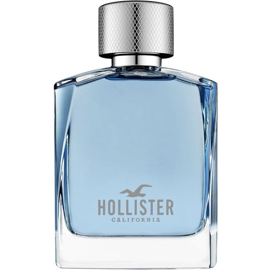 Hollister Wave For Him Eau De Toilette front view bottle of blue-tinted men's fragrance