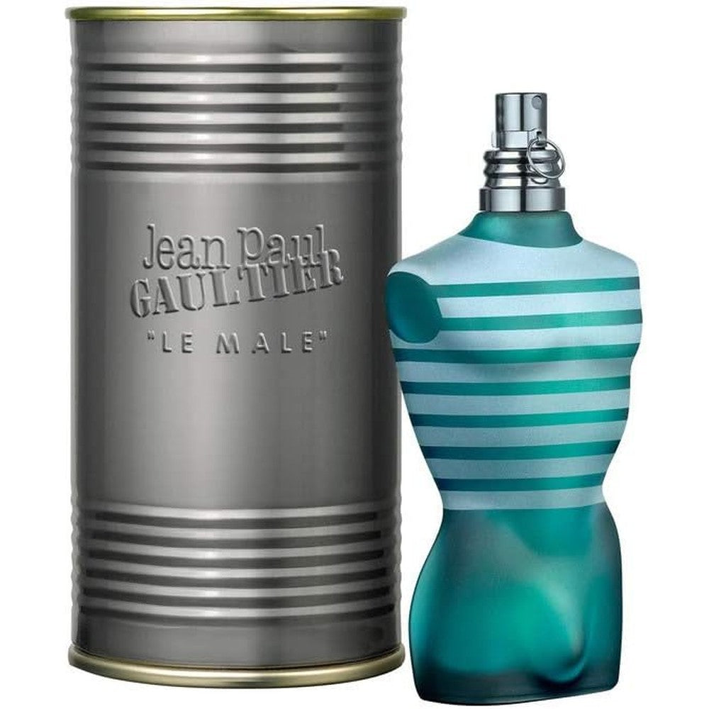 Jean Paul Gaultier Le Male Eau de Toilette 6.8 Ounce bottle front view showing the iconic sailor torso shape.