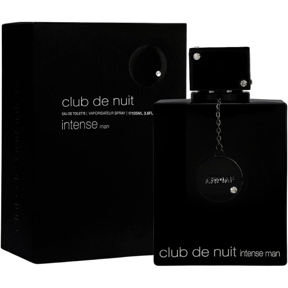 Armaf Club De Nuit Intense Man Eau De Toilette front view of black bottle and packaging box