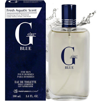 PB ParfumsBelcam G Eau Blue Eau de Toilette Spray front view authentic men's cologne bottle