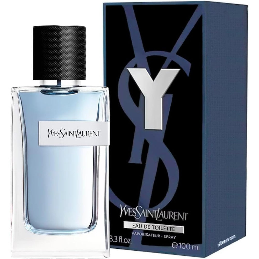 Yves Saint Laurent Y Eau De Toilette for men 100ml bottle front view displaying the iconic Y shaped metal design