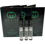 Gucci Guilty Black Pour Homme sample spray vial set front view showing premium black branding packaging