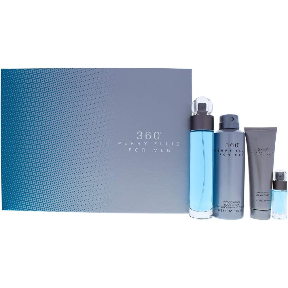 Perry Ellis 360 for Men 4 Piece Gift Set premium aromatic cologne collection front view