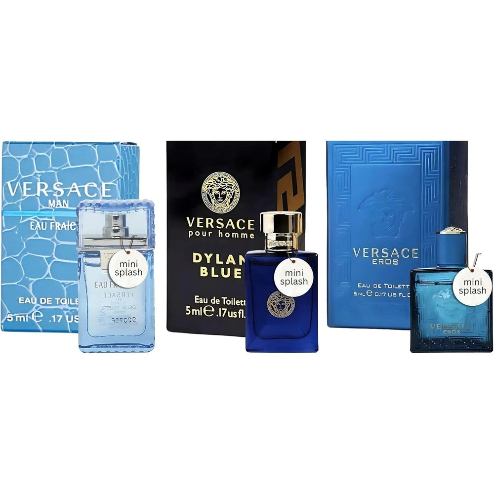Versace Miniature Variety Trio Collection Men's Perfume Gift Set front view