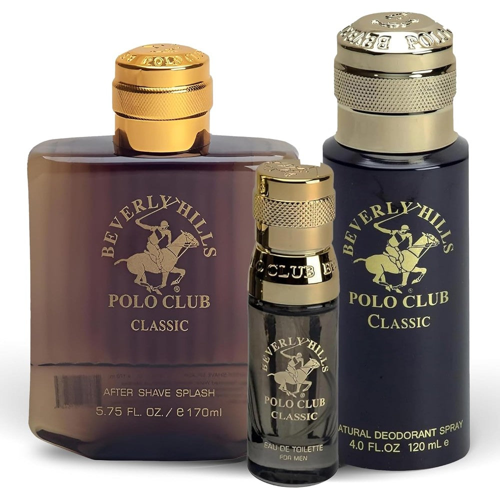 Beverly Hills Polo Club Classic Men Fragrance 3 Piece Gift Set front view