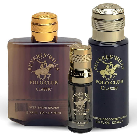Beverly Hills Polo Club Classic Men Fragrance 3 Piece Gift Set front view