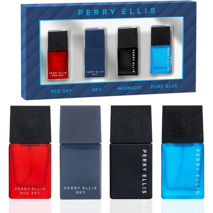 Perry Ellis Men's Mini Coffret Gift Set front view showing four travel bottles.