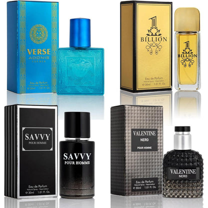 NovoGlow Signature Scent 4-Piece Mini Fragrance Set for Men front view