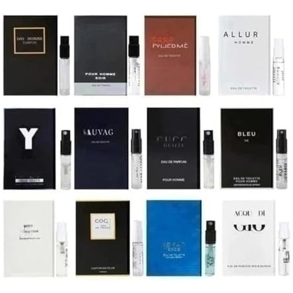 Vrears Men's Fragrance Designer Perfume Sample Set front view showing 12 vials