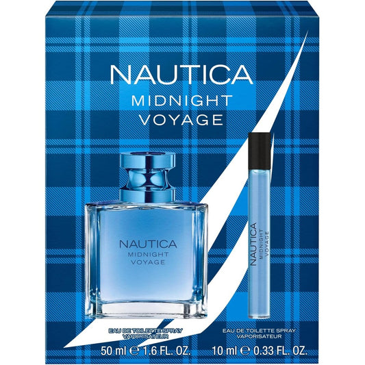 Nautica Midnight Voyage gift set front view with spray bottles