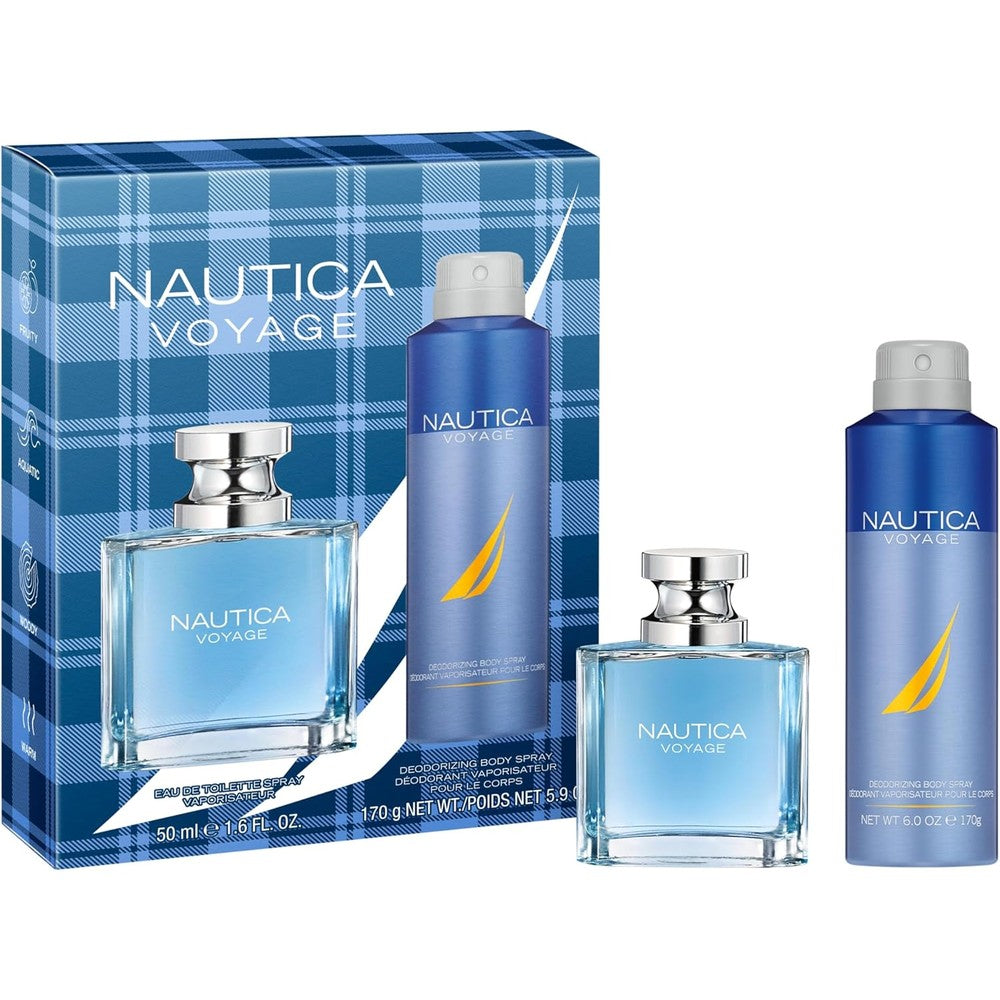 Nautica Voyage Gift Set for men front view in blue packaging