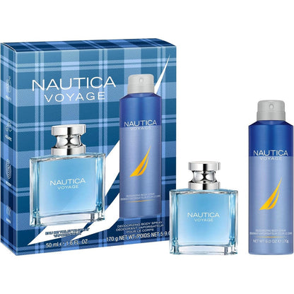 Nautica Voyage Gift Set for men front view in blue packaging