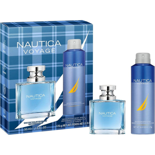 Nautica Voyage Gift Set for men front view in blue packaging
