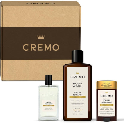 Cremo Italian Bergamot mens cologne gift set front view