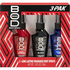 BOD Man body spray gift set front view featuring three bottles