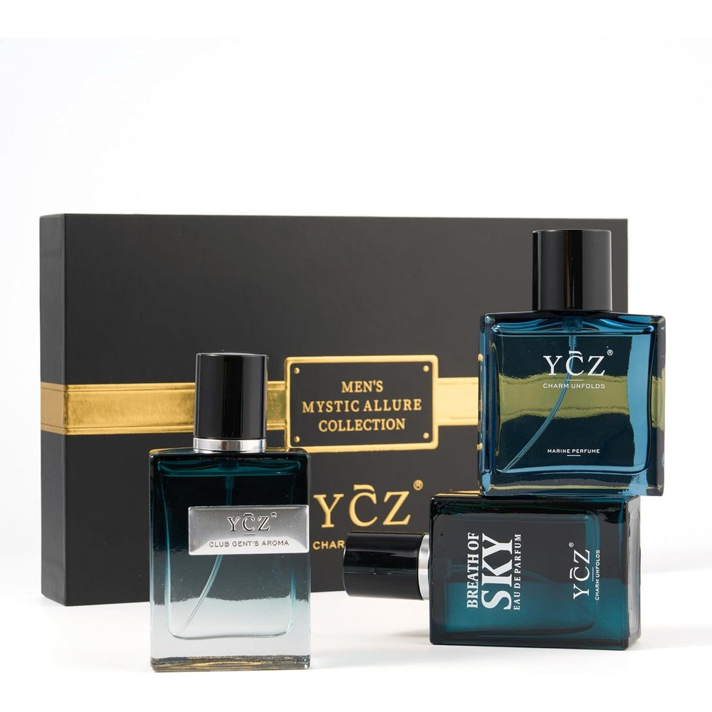 Ycz 3-Piece Cologne for Men Set in black gift box front view