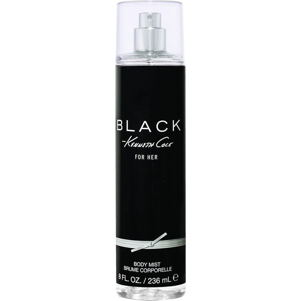 Kenneth Cole Black For Her body mist spray bottle front view