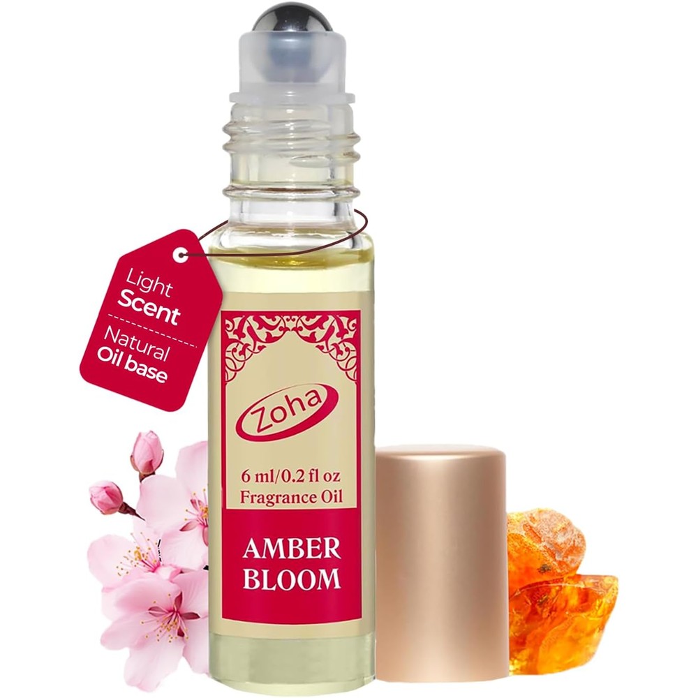 Zoha Amber Bloom 6ml roll-on perfume oil bottle front view