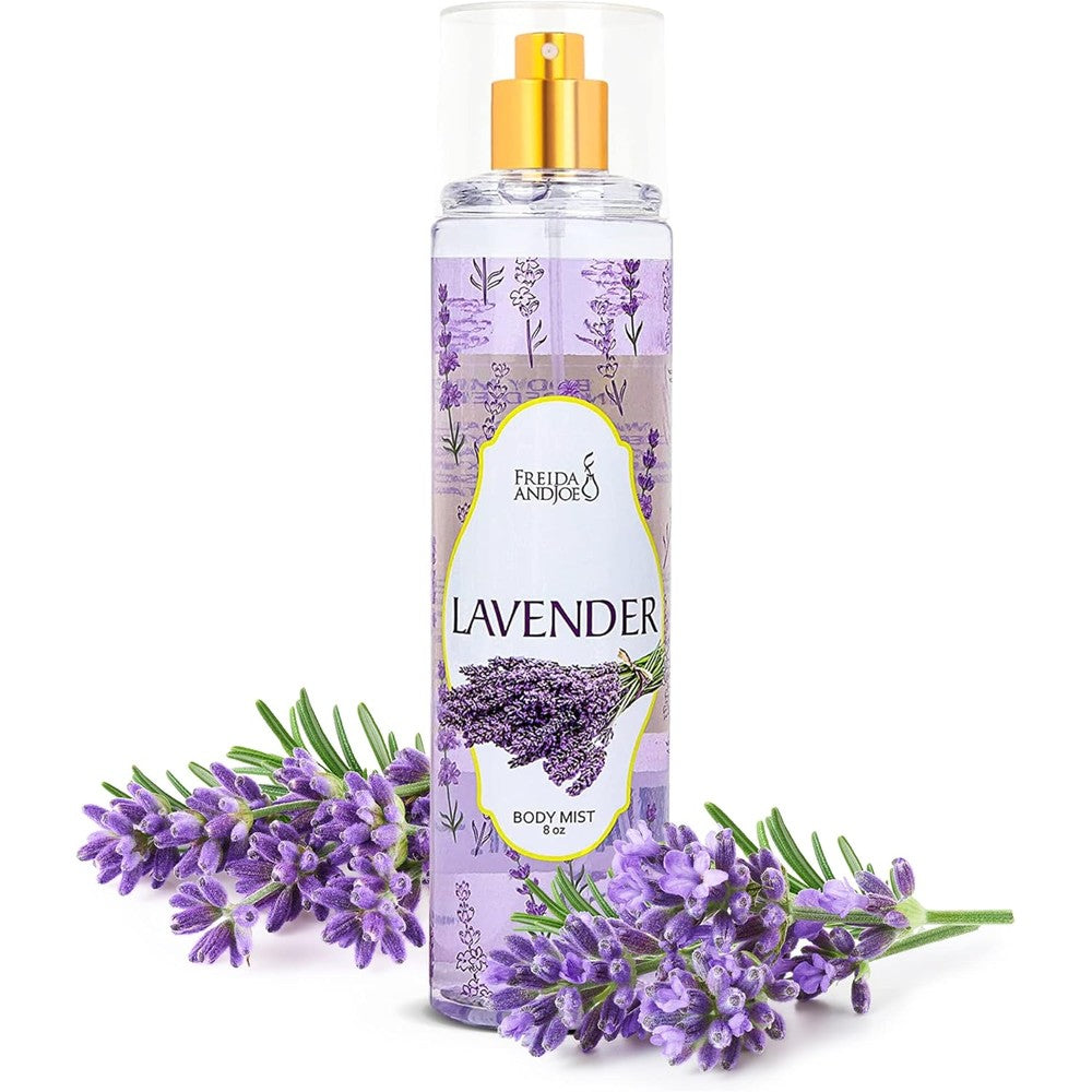 Freida and Joe Lavender Luxury Body Mist front view packaging
