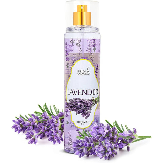 Freida and Joe Lavender Luxury Body Mist front view packaging