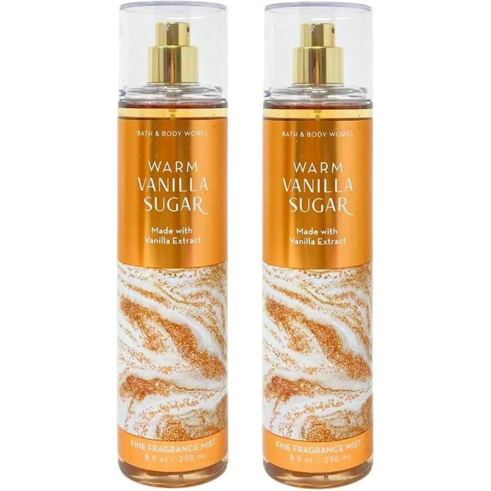 Bath And Body Works Warm Vanilla Sugar Fine Fragrance Mist set of two bottles front view