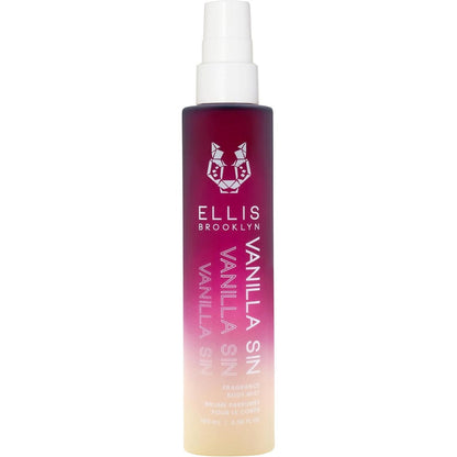 Ellis Brooklyn Vanilla Sin Fragrance Mist front view luxurious gourmand body spray bottle