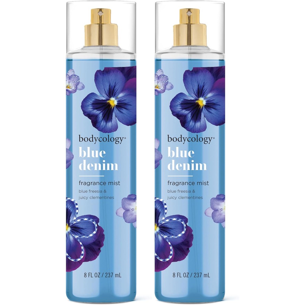 Bodycology Blue Denim long lasting fragrance body mist pack front view