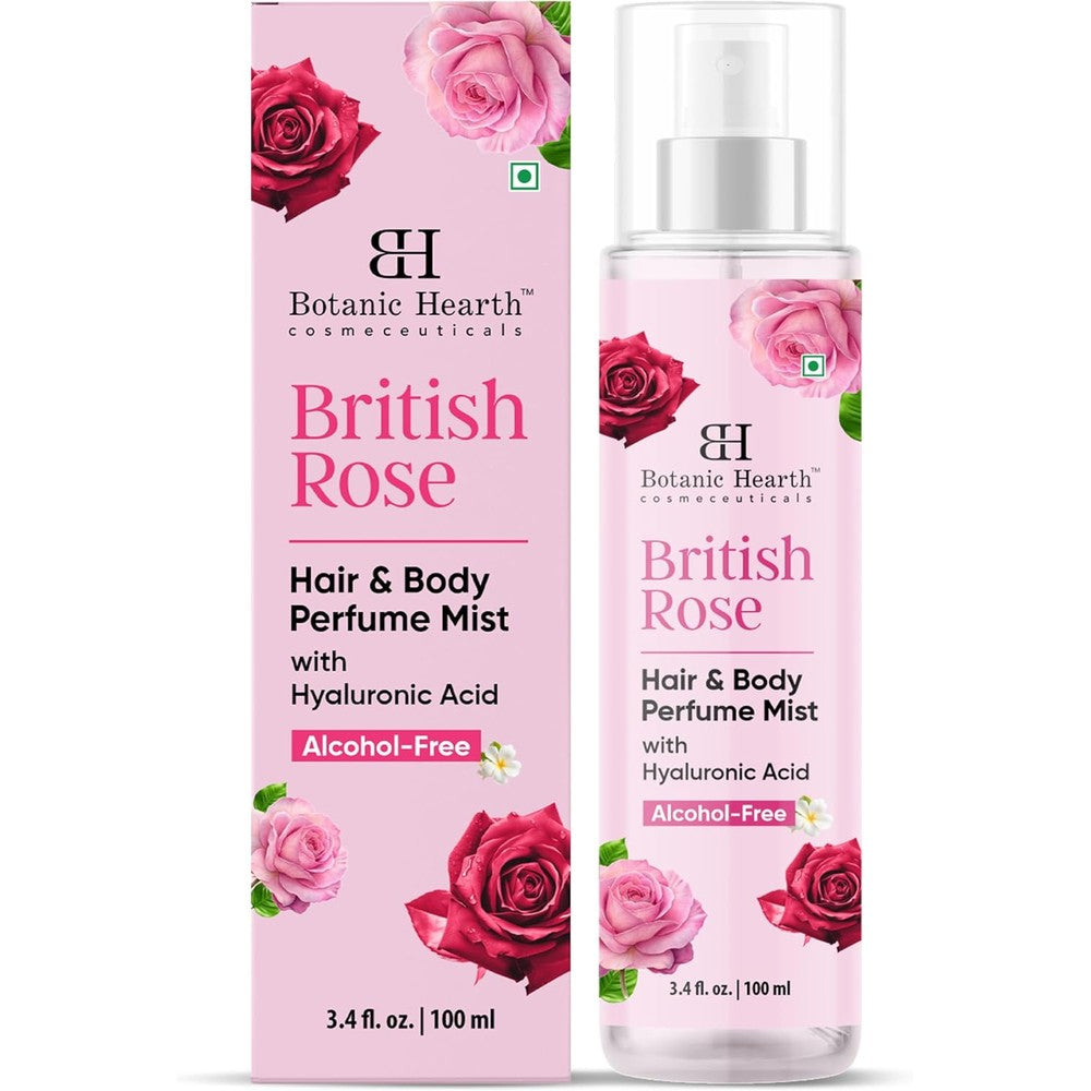 Botanic Hearth British Rose Hair Perfume and Body Mist spray bottle