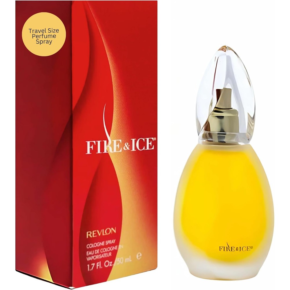 Revlon Fire and Ice Eau de Cologne Spray for Women front view showing the teardrop bottle and red packaging