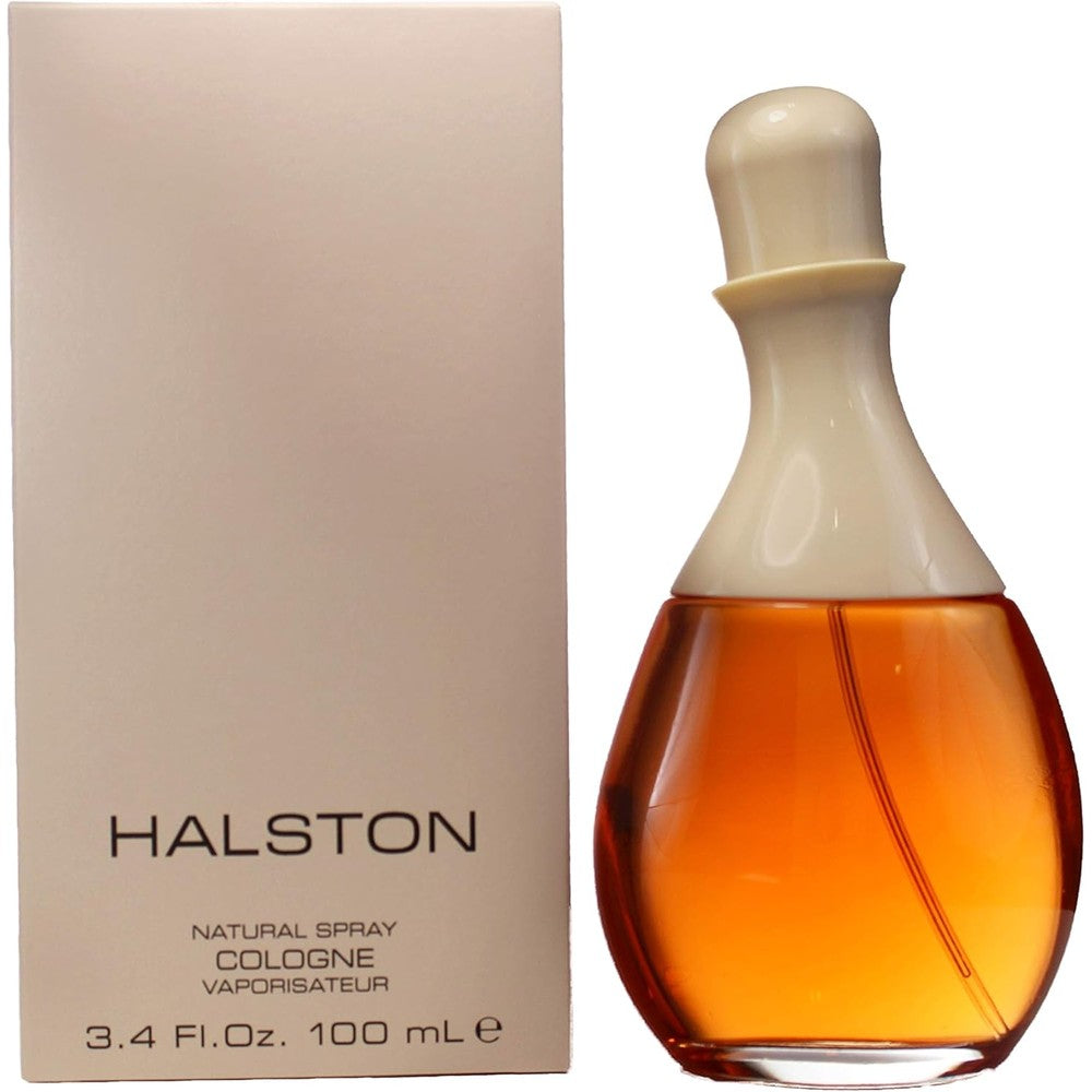 Halston Classic Cologne Spray for Women 3.4 Ounce front view bottle showing clear teardrop design