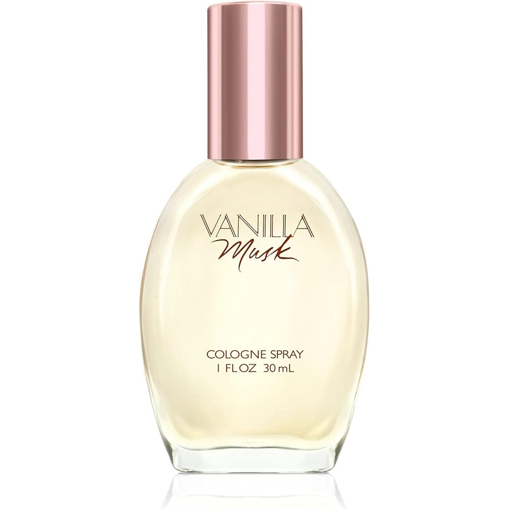 Coty Wild Musk Vanilla Musk For Women Cologne Spray front view showing the elegant one fluid ounce glass bottle