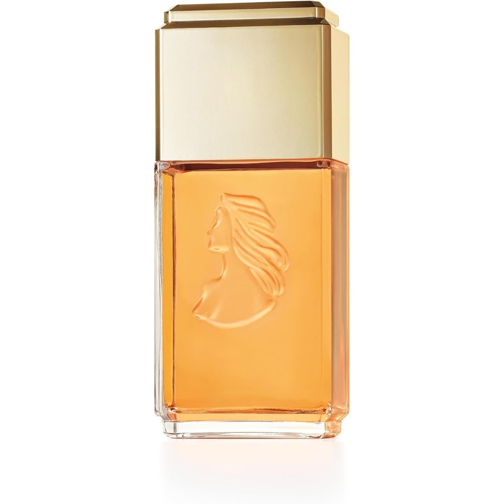Evyan White Shoulders women's perfume front view showing the 4.5 fluid ounce bottle with embossed cameo detail.