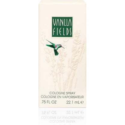 Coty Vanilla Fields Cologne Spray front view showing the clear bottle with gold cap and classic branding