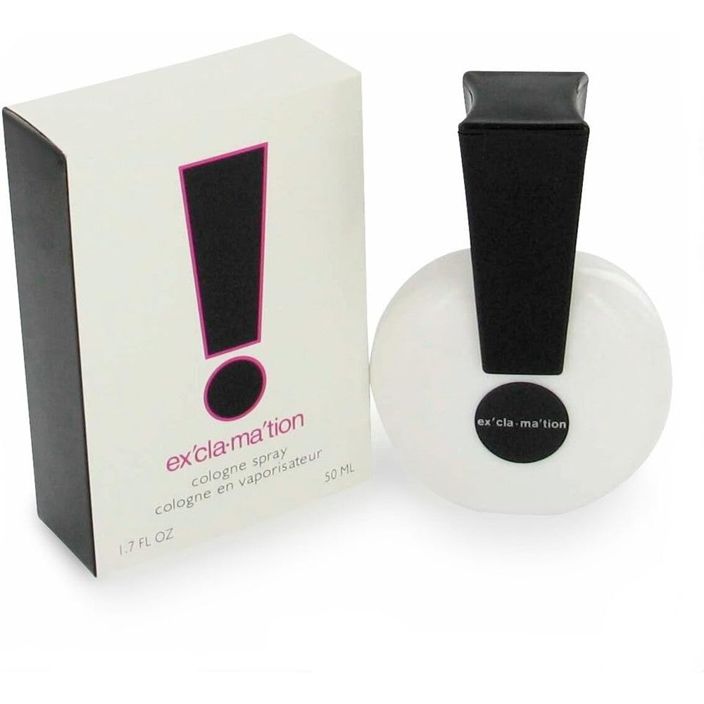 Coty Exclamation Eau De Cologne Spray for Women front view showing the classic white and black bottle packaging.
