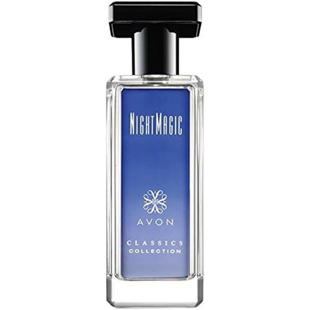 Avon Classics Night Magic Evening Musk Cologne Spray 1.7 fluid ounce front view bottle on a clean backdrop.