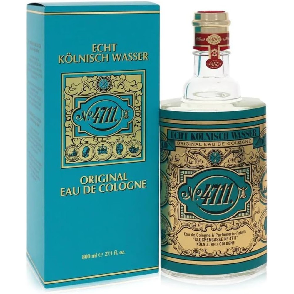4711 Original Eau De Cologne twenty seven ounce front view bottle with traditional blue and gold packaging