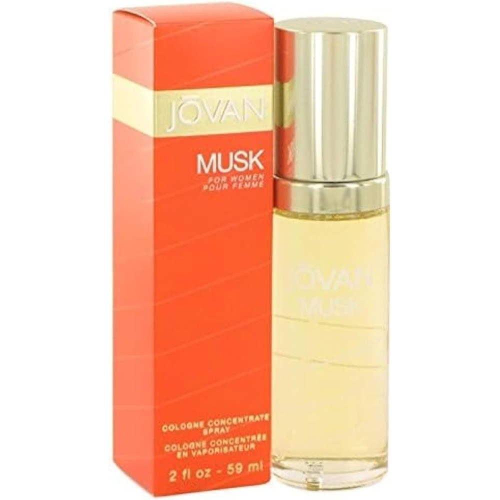 Jovan Musk For Women Cologne Concentrate Spray front view original orange packaging box