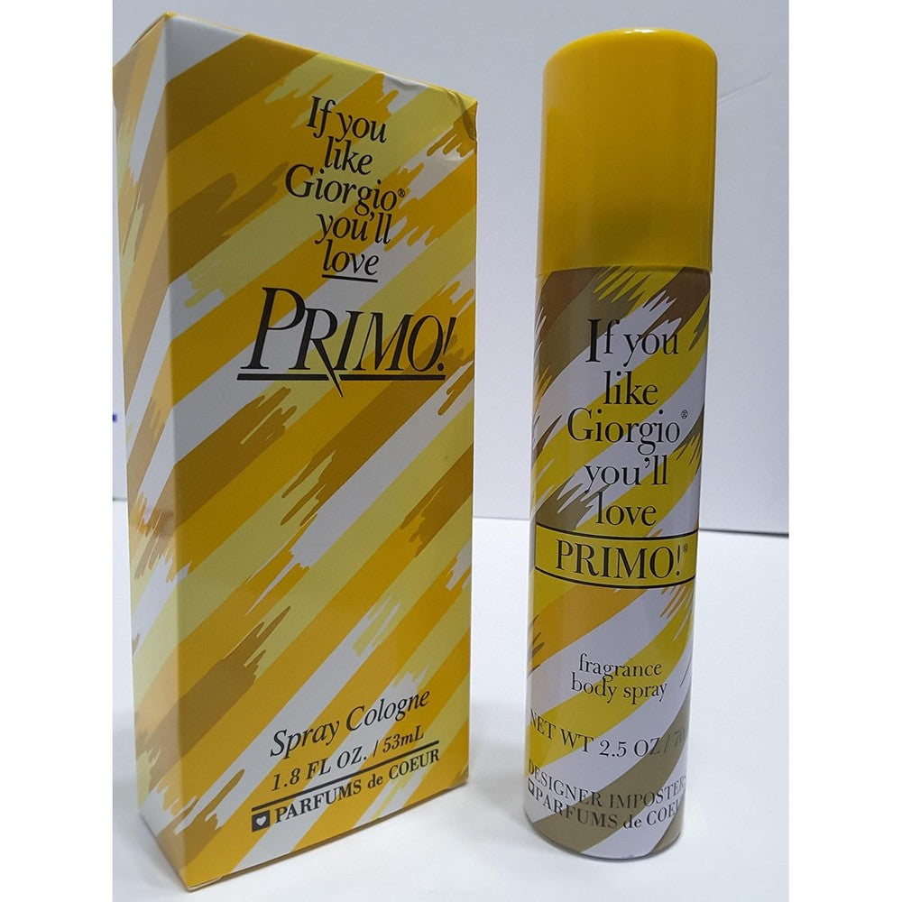 Primo by Parfums De Coeur for Women cologne spray and deodorant bundle front view