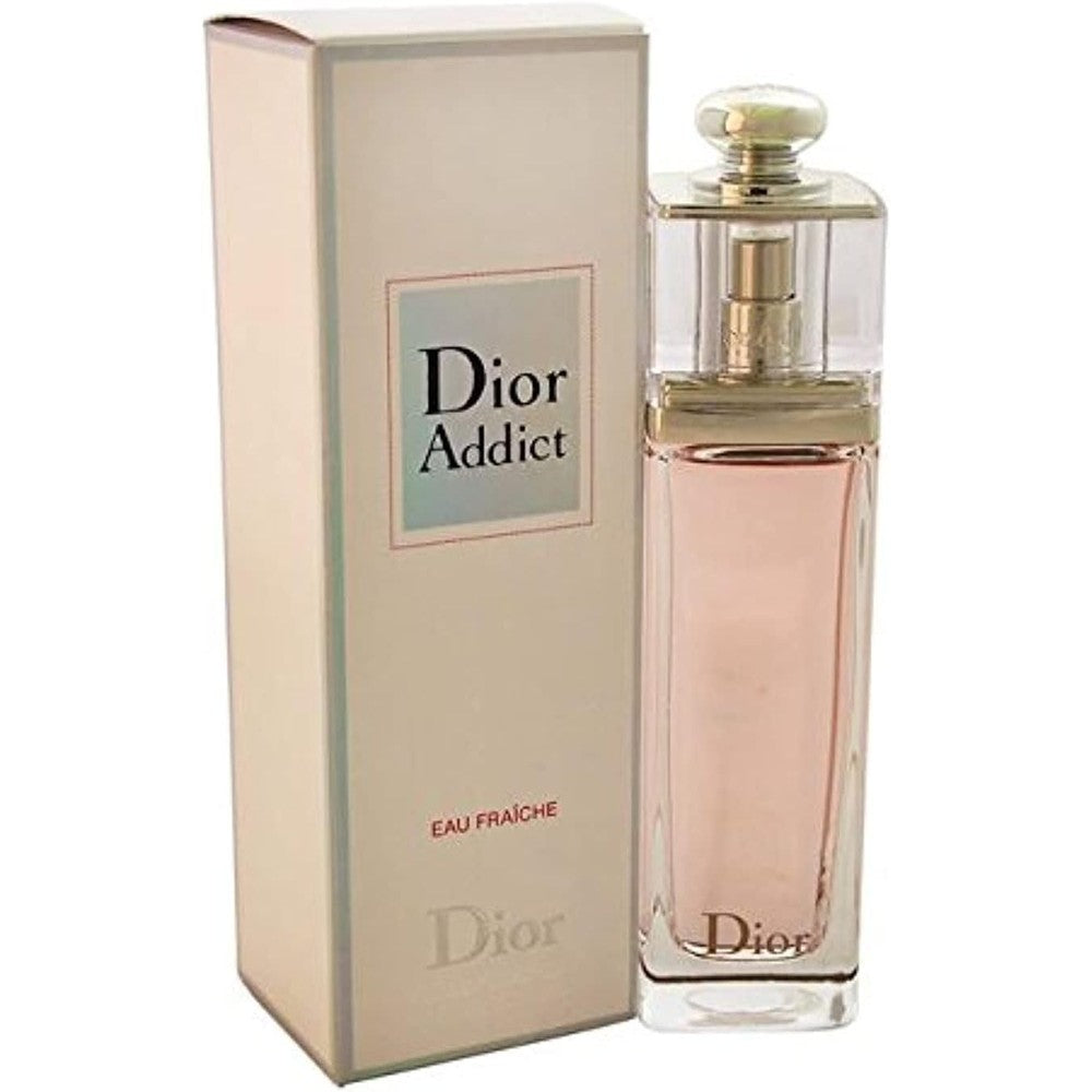 Christian Dior Addict Eau Fraiche 1.7 Ounce bottle front view showing the elegant clear glass design.