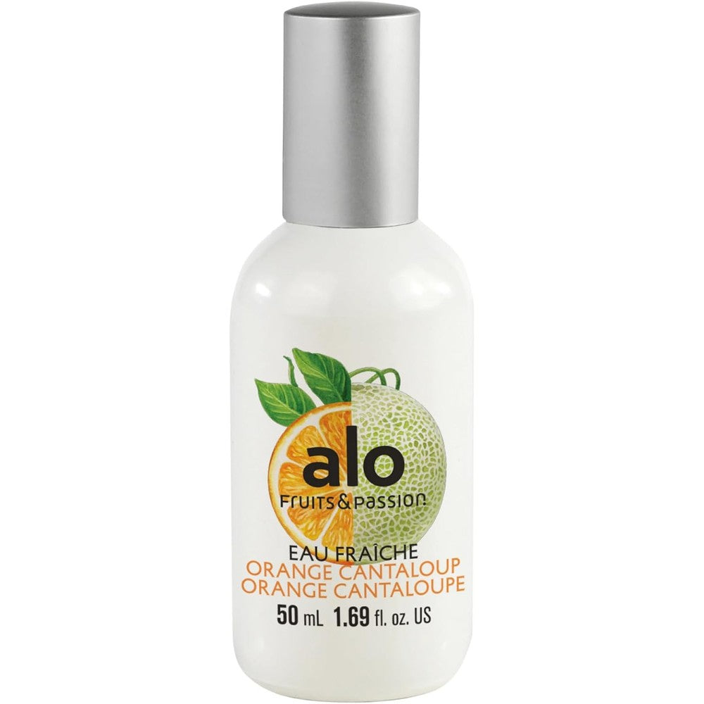 Fruits and Passion Alo Eau Fraîche Orange Cantaloupe 50 Milliliters bottle front view showcasing imported premium packaging.