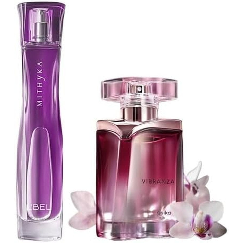 L'Bel Mithyka Eau De Parfum fifty milliliter front view luxury womens floral perfume bottle.