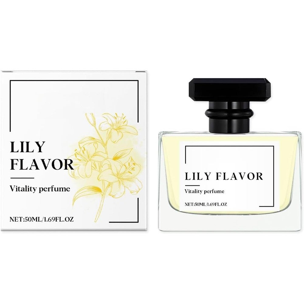 Lily Vitality fresh floral perfume front view 50ml bottle on white background