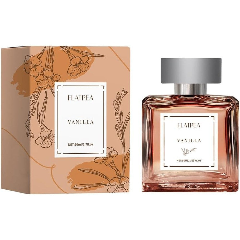 Samcamel Flatpea Vanilla Perfume Oil front view of the 50ml bottle highlighting the sweet and milky vanilla fragrance.