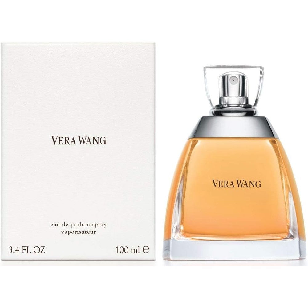 Vera Wang Eau de Parfum for Women front view bottle showcasing the golden fragrance liquid