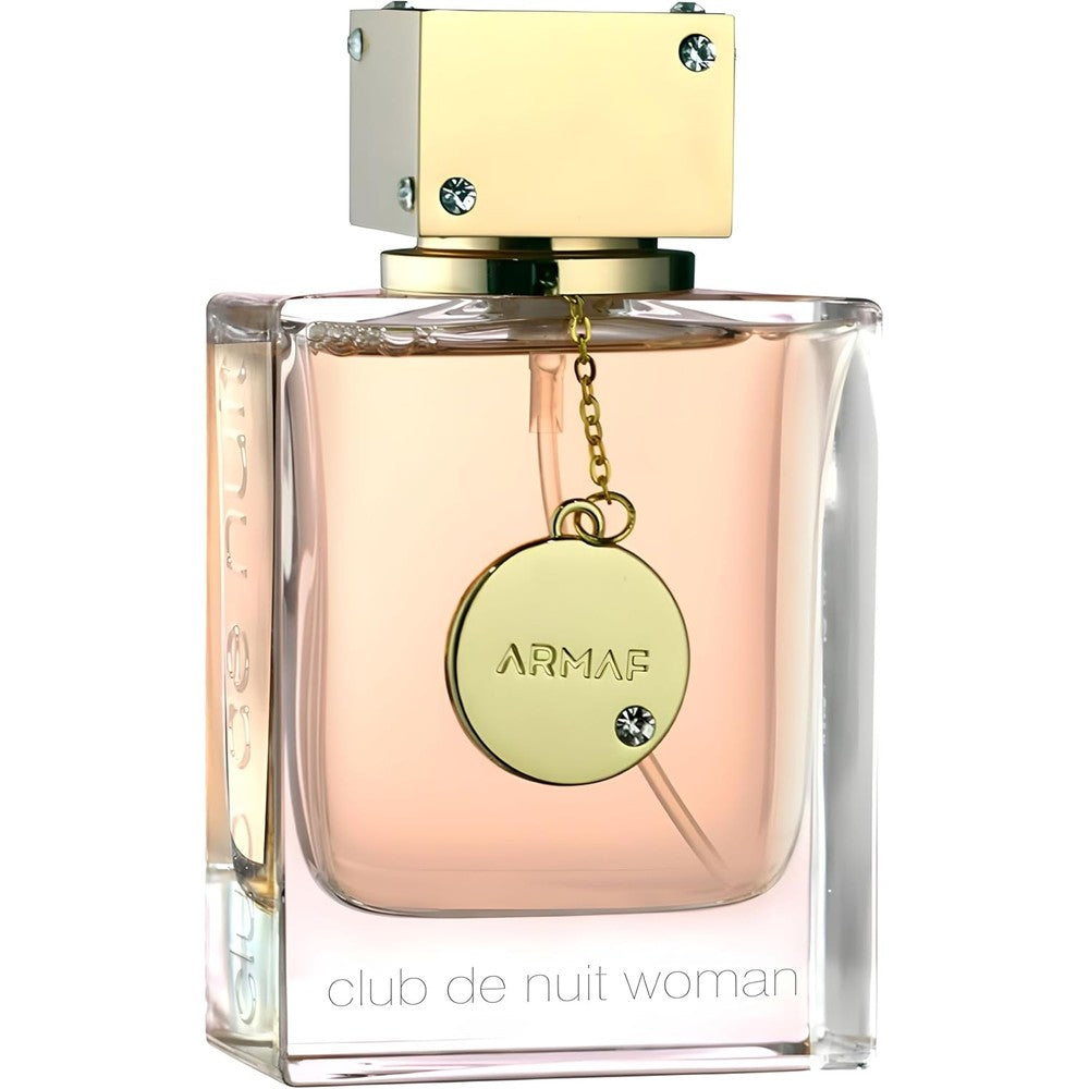 Armaf Club De Nuit Women Eau de Parfum 3.6 Ounce clear glass bottle front view with gold cap