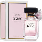Victoria's Secret Tease Eau de Parfum front view of the premium glass bottle with mesh bow detail.