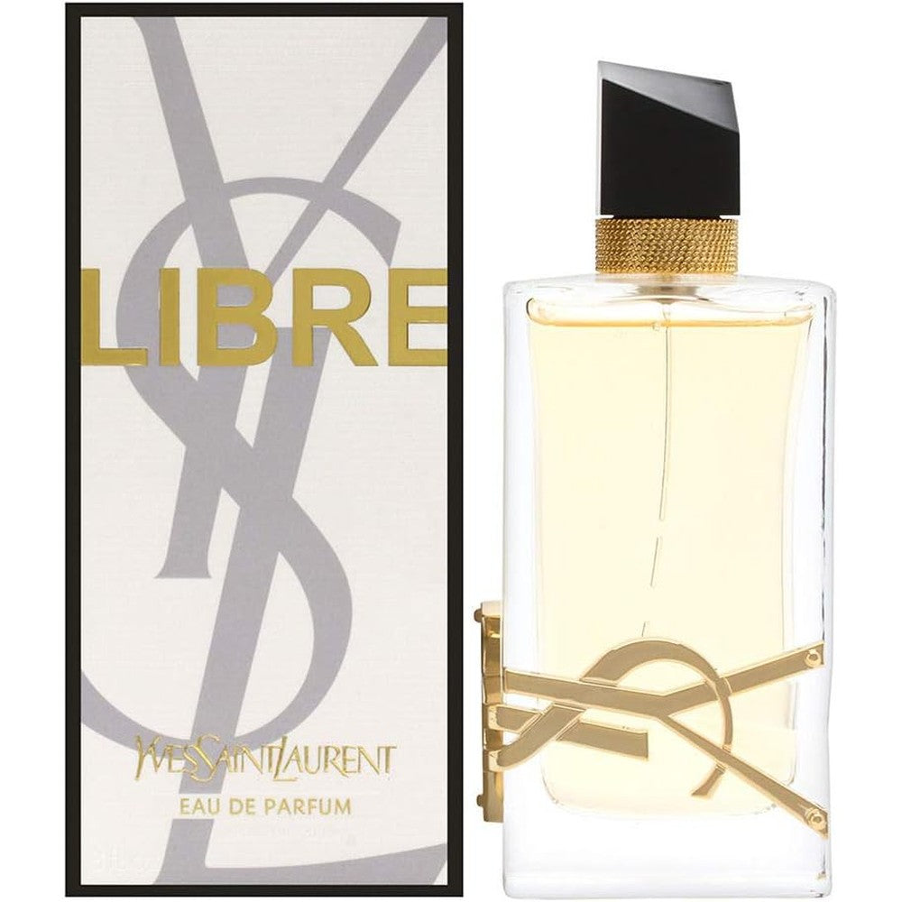 Yves Saint Laurent Libre Eau de Parfum Three Ounce front view bottle showcasing the gold logo.