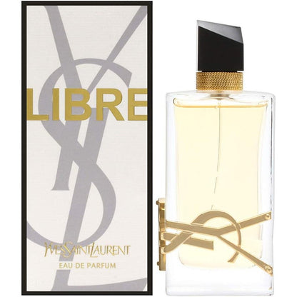 Yves Saint Laurent Libre Eau de Parfum Three Ounce front view bottle showcasing the gold logo.