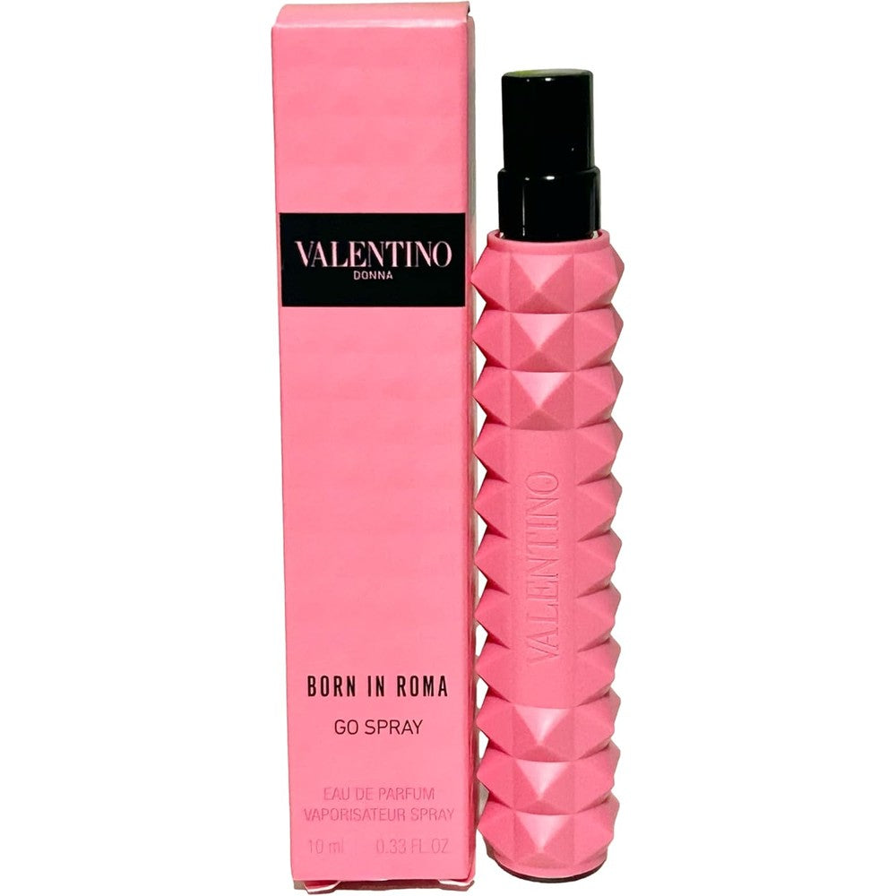 Valentino Donna Born In Roma Eau de Parfum travel spray front view showing iconic rockstud design