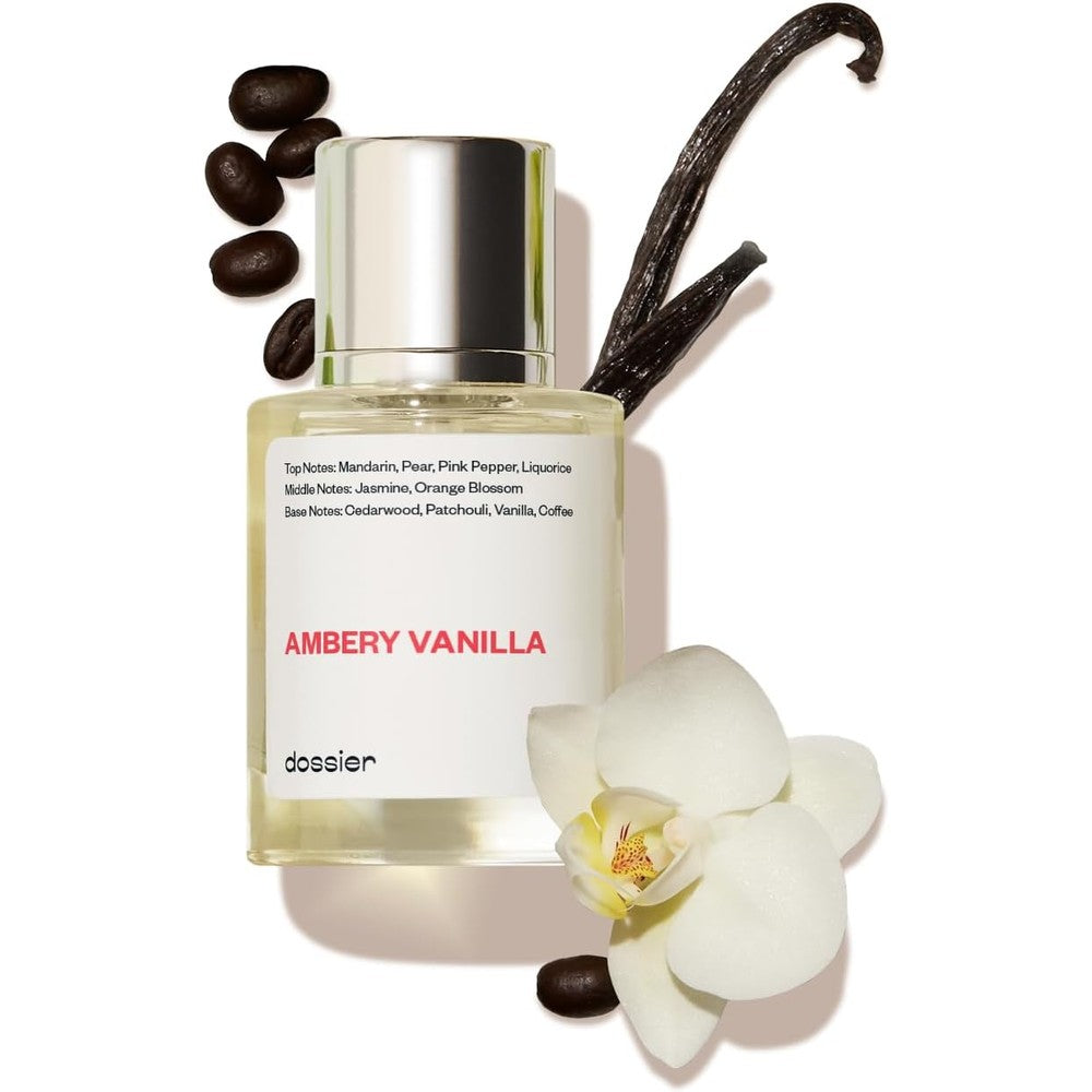 Dossier Ambery Vanilla Eau de Parfum 50ml glass bottle with magnetic cap front view